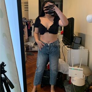 H&M denim straight leg long pants